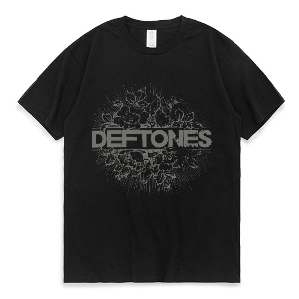 Punk Metal Rock Band Deftones Floral Burst Image T-shirt Men Street Vintage Casual Cotton T Shirt Gothic Harajuku Tee Shirt Male
