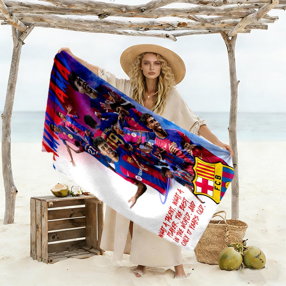 Lamine Yamal Spain's Soccer Star Celebration Beach Towel Super Soft & Absorbent Comfortable Lightweight Perfect for Traveling Yoga Camping and Swimmin