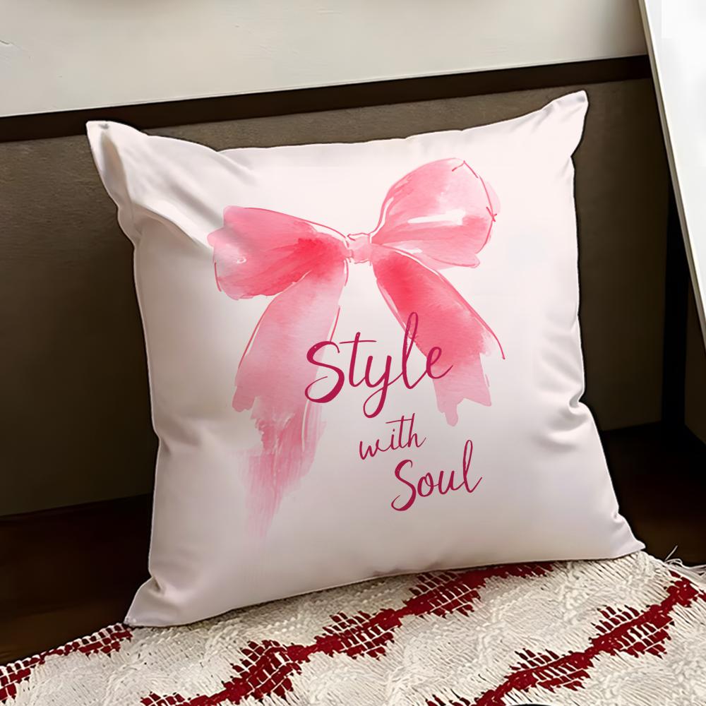 Korean TTrendy Bow Cushion Cover Reversible Soft Durable Pillow Cover Home Car MultiScene Use for Daily Comfort