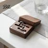 High-end Cufflink Container Walnut Box, Solid Wood Magnetic Closure Storage Case for Men, Jewelry Box Small Organizer Rings Necklace, Gift Men