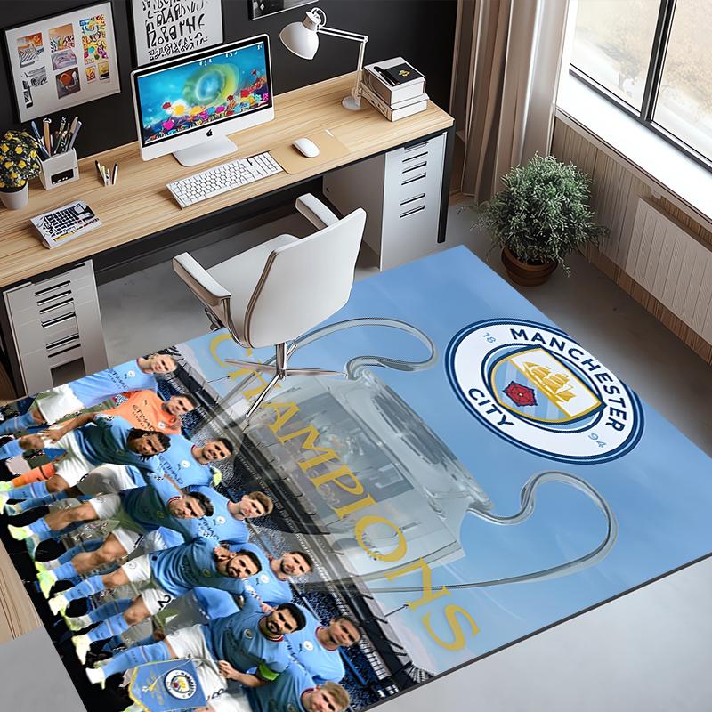 Manchester City FC Pattern Rug, Indoor/Outdoor Mat, for Picnic, Gameroom, Bedroom, Office, Living Room, Home Decor Carpet, Birthday Gift