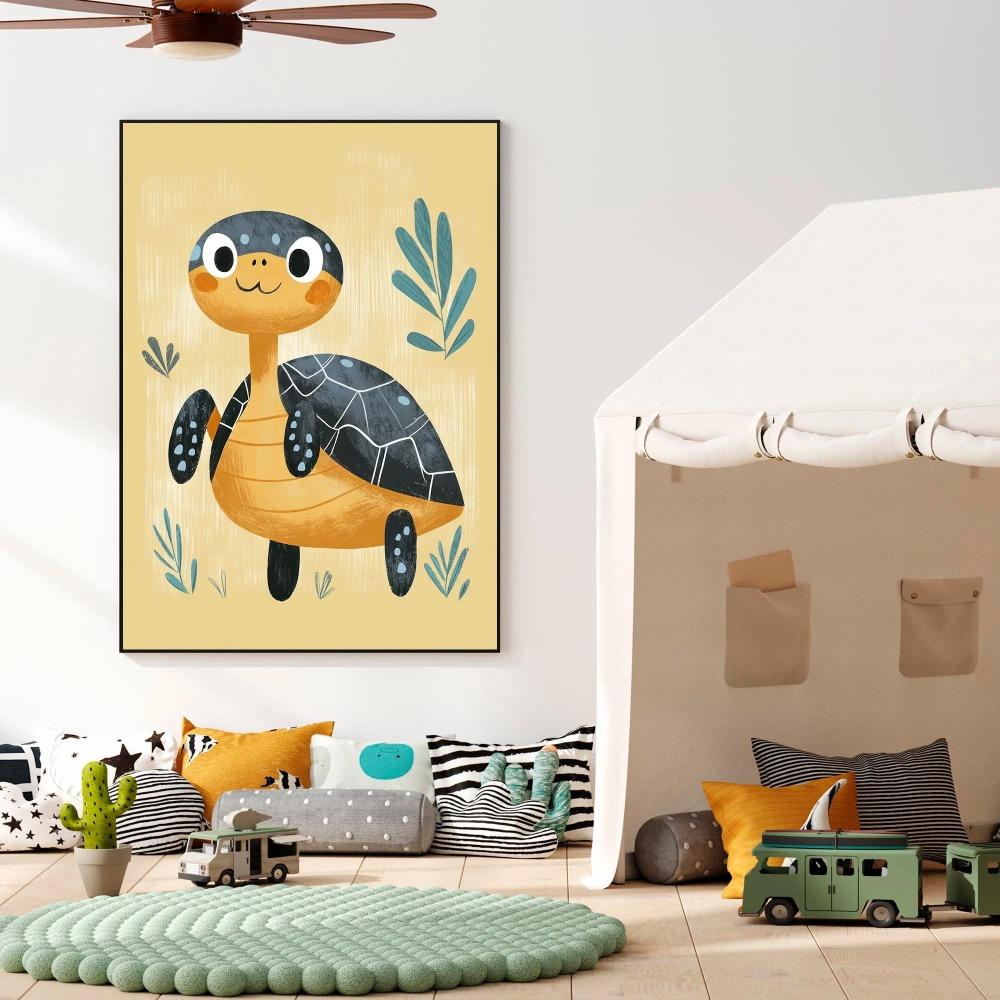 Милые улыбающиеся мультяшные дельфин корова сова единорог постеры выразительные глаза принты холст живопись настенная картина декор для дома детской комнаты