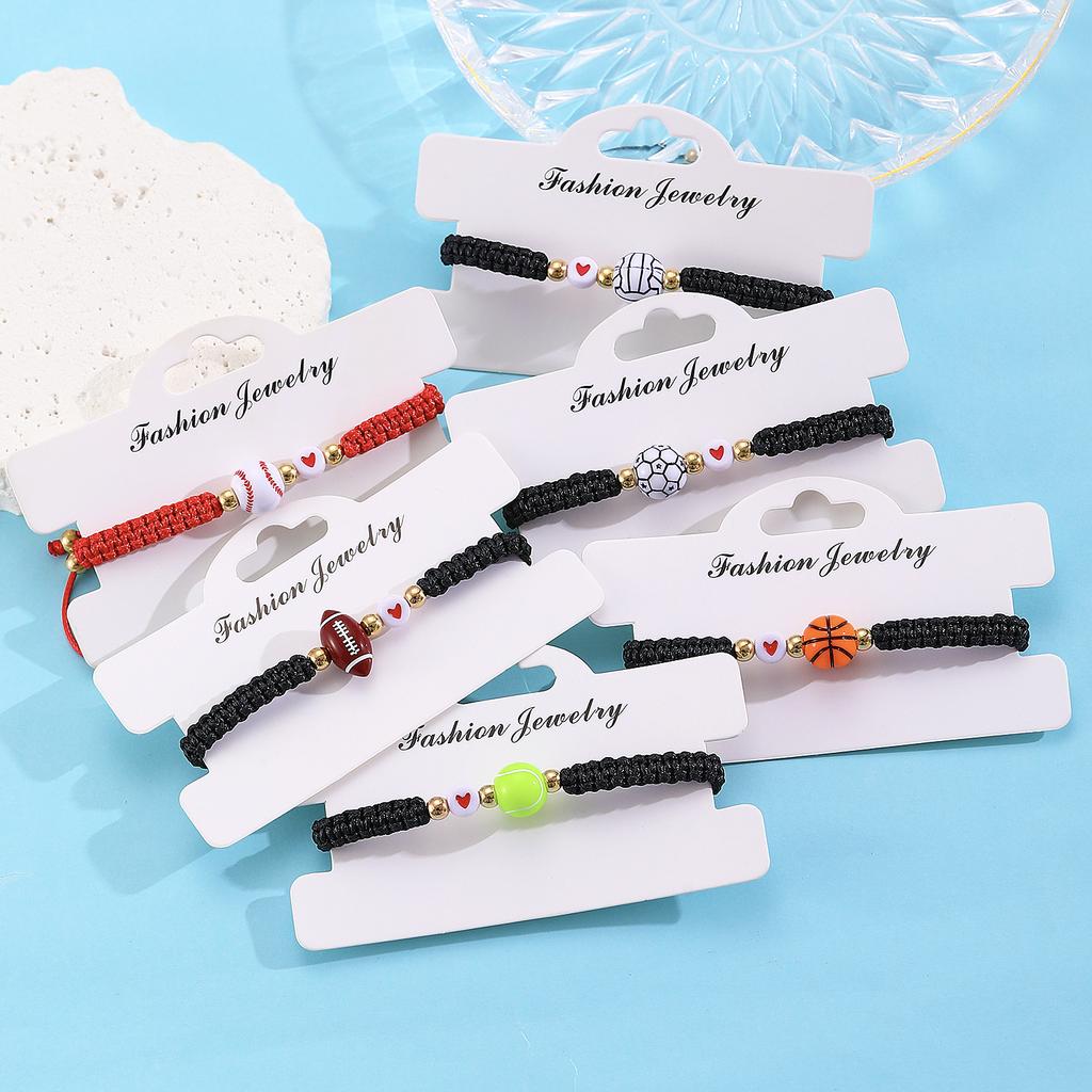 Спортивная мода Баскетбол Футбол Бейсбол Браслет для мужчин женщин Ручной работы Браслет-браслет Сердечки Бусины Подарок для парня Браслеты Ювелирные изделия
