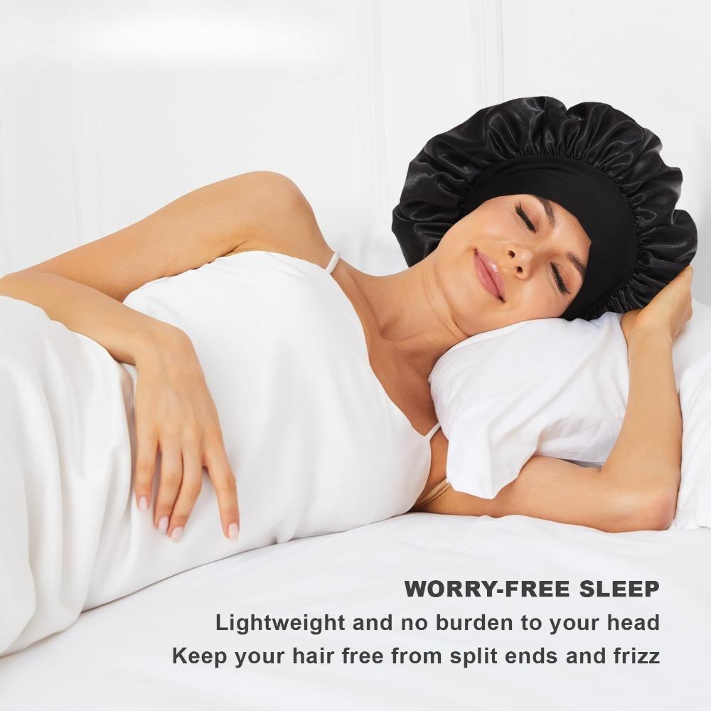 1 шт. Женская однотонная атласная шапочка для душа с широкими полями, подходит для ежедневного использования, шелковая шапочка, атласная шапочка