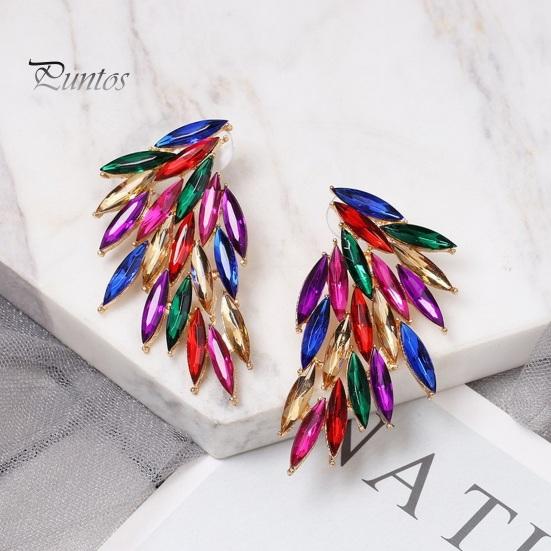 1 пара перьевых шипов в форме крыльев, серьги-гвоздики для ушей, персонализированные цветные стеклянные женские серьги-гвоздики, модные ювелирные изделия, подарок