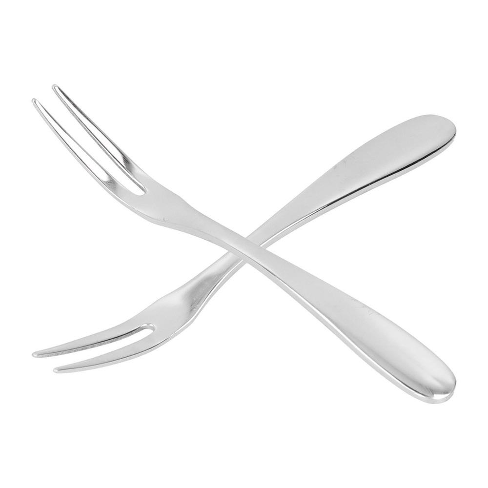 5Pcs Polished Edge Dessert Fork Rustless Steel Fruit Fork Handheld Seafood Fork Charcuterie