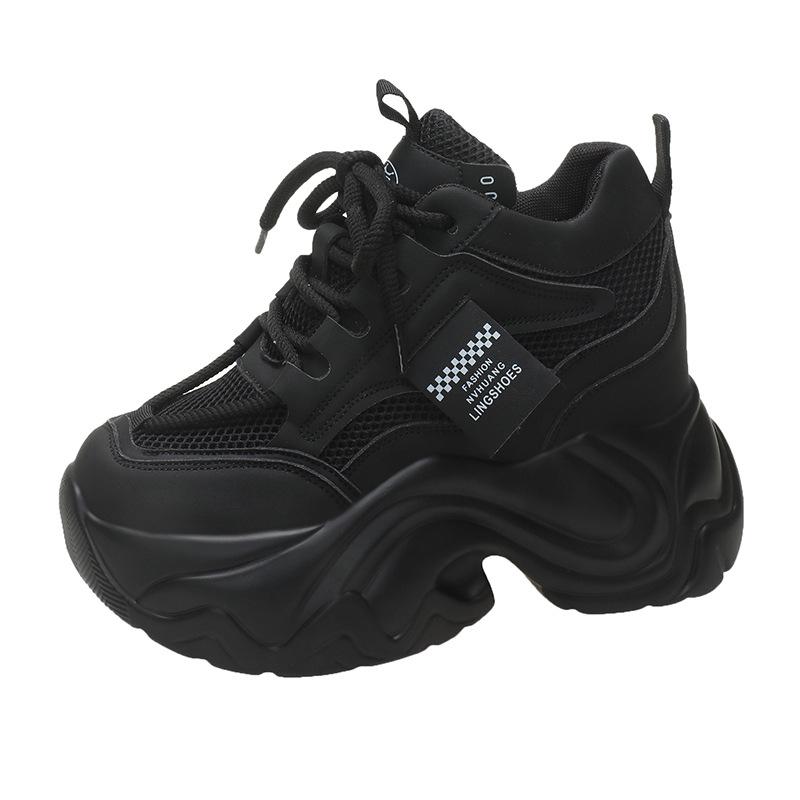 Мужские Женские Повседневные Кроссовки Новые Массивные Кожаные Женские Однотонные С Внутренним Увеличением Высоты Белые Женские Туфли Платформа Тренировочные Кроссовки для Бега