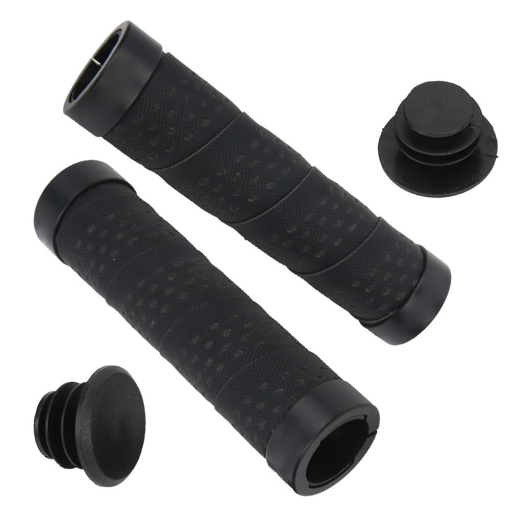 ZTTO Bicycle AntiSlip Grips Mountain Bike Handlebar Double Locking Grips with End Plug(Black )