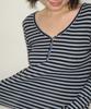 RONRON Multi Stripe V Neck Long Sleeve Navy