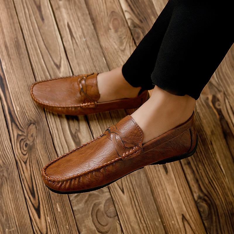 Модные мужские повседневные туфли из высококачественной кожи, удобные и легкие мужские лоферы, формальные мужские туфли для платья, дышащие слипоны для вождения