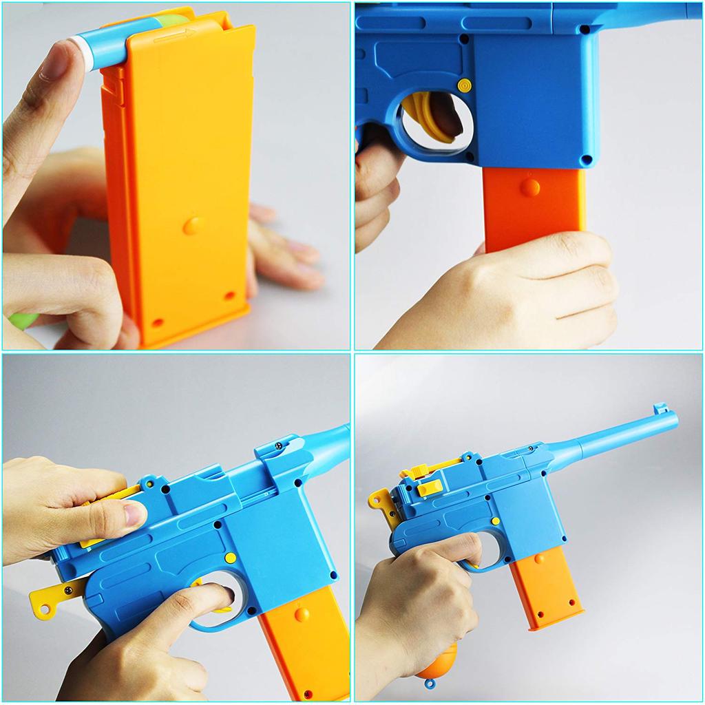 Mauser Pistol Toy Gun 10 Rubber Soft Bullets Mini Foam Dart Gun Blasters Children Kids Cosplay Gifts