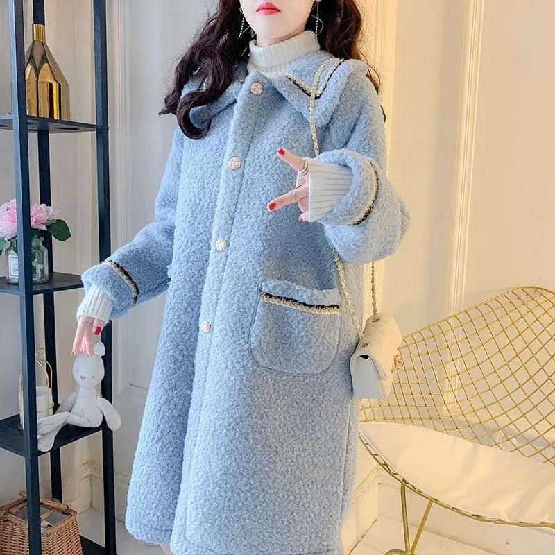 Plush Jacket Female Autumn and Winter Comfortable Soft Solid Color Medium-length Jacket Thickened Casual Versatile Jacket