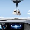 1 Pair Cartoon Ghost Pendant Crochet Car Mirror Hanging Accessories
