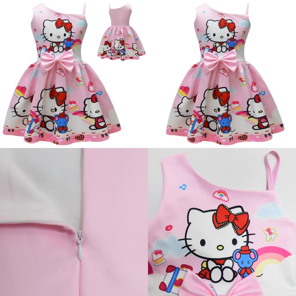 Безрукавное платье с принтом Hello Kitty и оборками для весеннего наряда