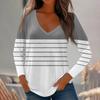 Womens Long Sleeve Tops V Neck Shirts Casual Stripe Print Basic Trendy Tee Blouses Fall Tunic Outfits Fitted T Shirts