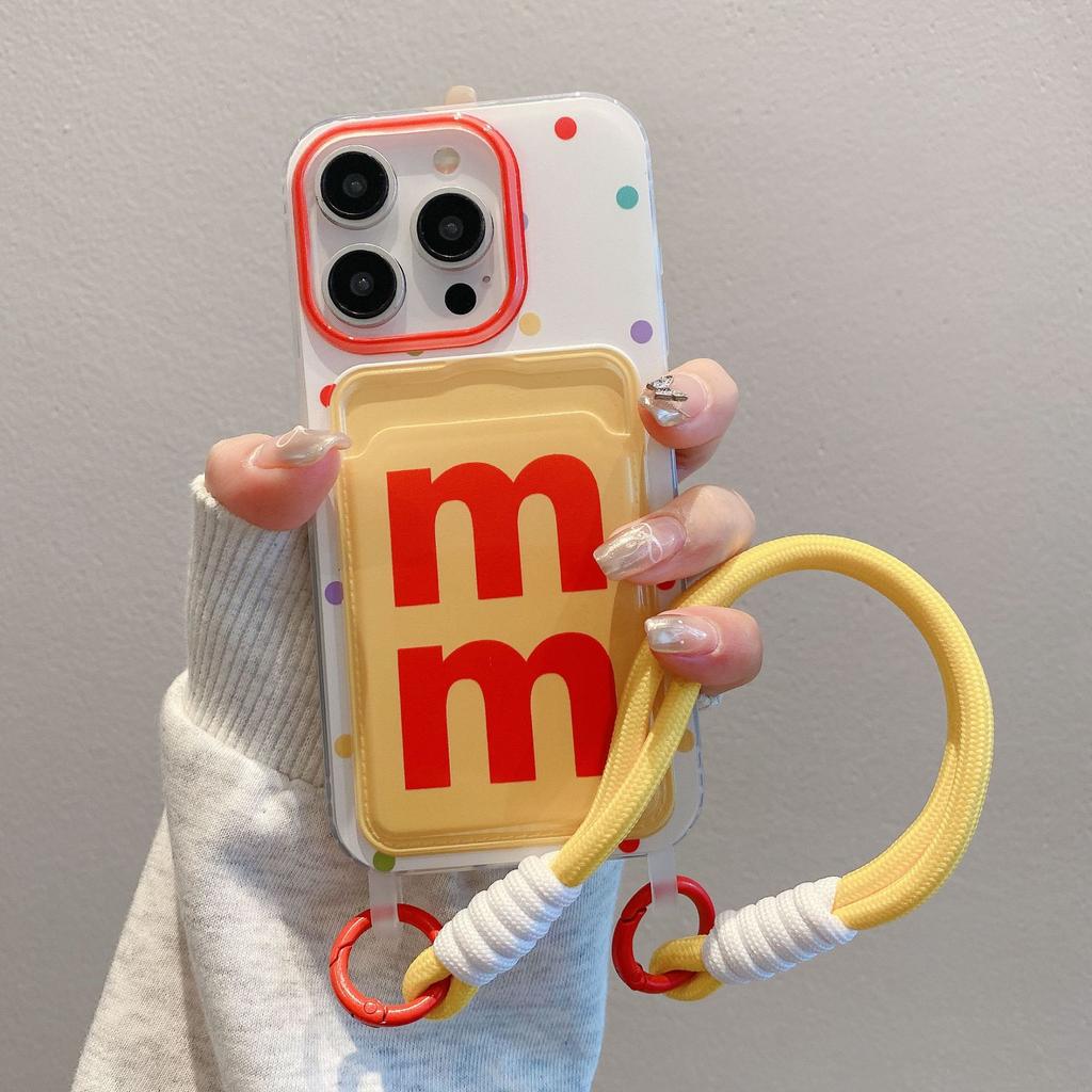 Чехол-кошелек M в горошек подходит для чехла мобильного телефона iPhone17promax Apple 16PRO защитный чехол с плетеным шнуром xr мягкий чехол