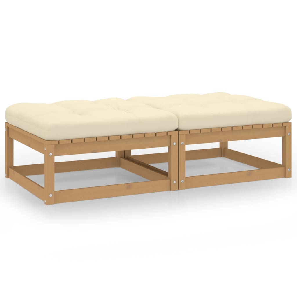Garden Footstool with Cushions 2 pcs Solid Pine Wood