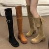 Зимние сапоги 2025 осень и зима универсальные толстый каблук высокий каблук сапоги до колена женская мода два способа носки толстая подошва увеличивающие рост вестерны