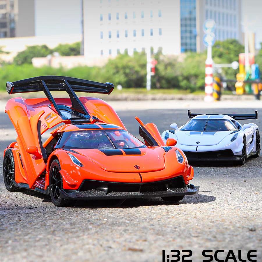 Koenigsegg Jesko Attack Суперкар Симуляция Литые и Игрушечные Транспортные Средства Звуки и Свет Машинка с Инерционным Двигателем 1:32 Подарки из сплава для детей