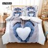 3D Love Heart Duvet Cover Microfiber Romantic Love Affection Theme Bedding Set King Full For Kids Teen Valentines Day Room Decor