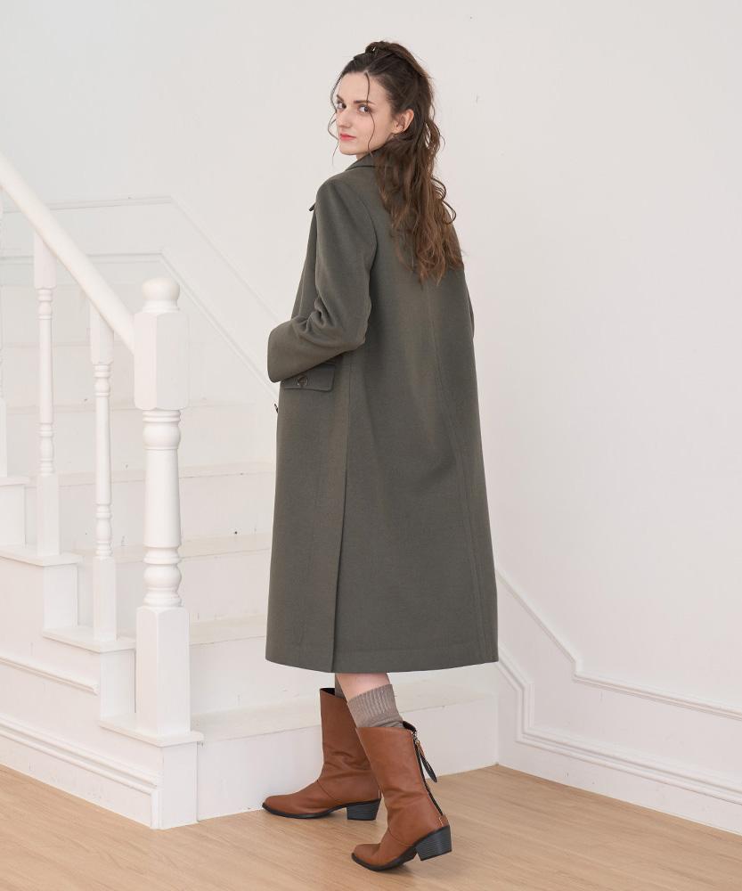 Lbyl Wool Khaki Single Long Coat