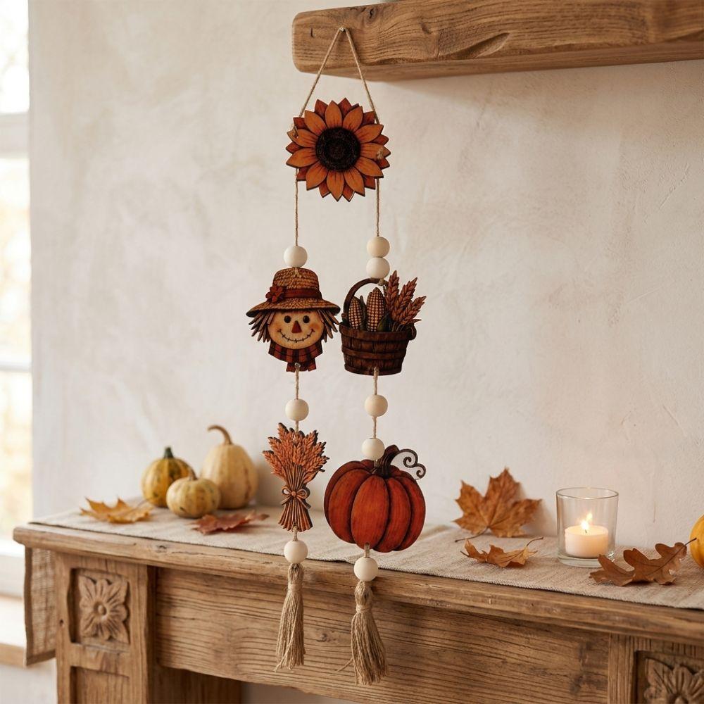 Pumpkin Scarecrow Sunflower Ornament 2D Flat Print Thanksgiving Door Hanger Holiday Gift