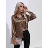 Women's New Popular Satin Shirt Imitates Silk Long Sleeved Shirt