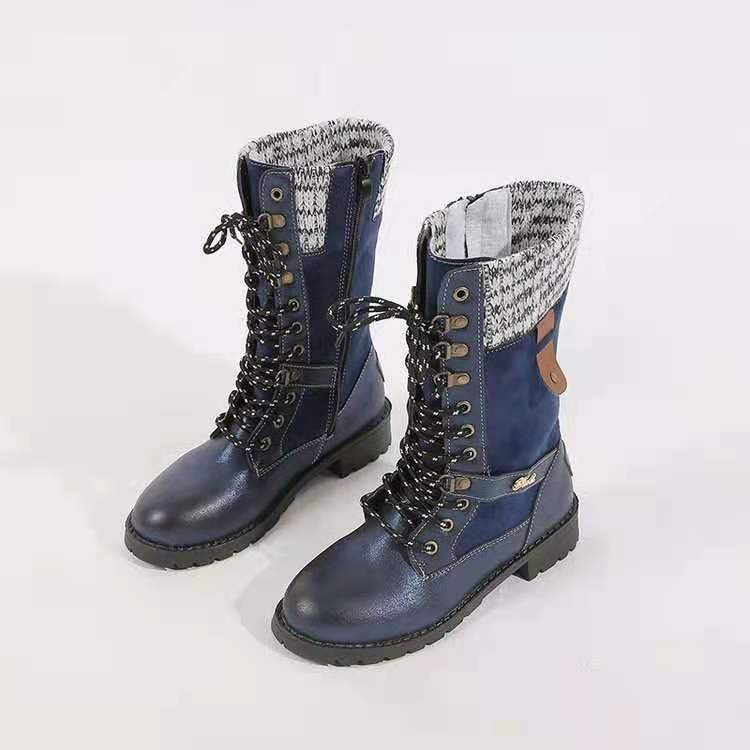 2024 Новые ботинки до середины икры, женские осенне-зимние модные ботинки на шнуровке и молнии, Botas Mujer, повседневная женская обувь на низком каблуке, большие размеры