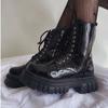 Короткие женские ботинки Combat Boots в стиле панк, водонепроницаемые женские ботинки на шнурках, байкерские ботинки New Rock In Y2k
