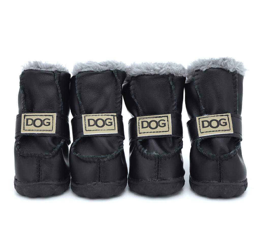 Зимняя обувь для маленьких собак Теплые ботинки для питомцев на меху для маленьких собак Водонепроницаемая обувь для щенков для чихуахуа бульдога Снежные кожаные ботинки