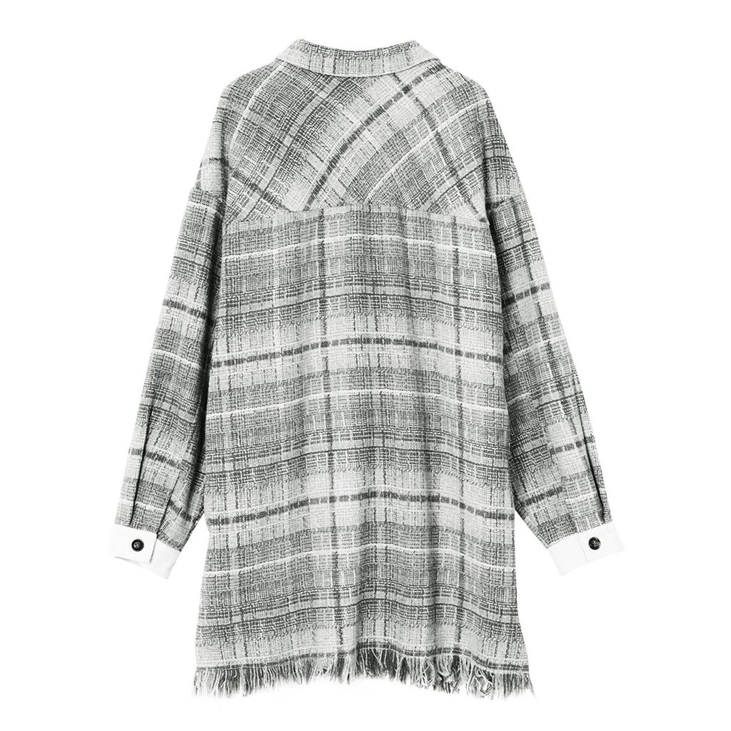 Women's Plaid Lapel Single-Breasted Long Sleeved Jacket Women's Coat