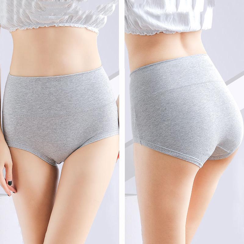 WTEMPO High-grade 4 PCS Elastic High Waist Underwear for Women Cotton Antibacterial Underwear Pure Cotton Crotch Large Size Triangle Briefs