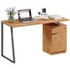 Computer Desk, Writing Desk with Cabinet, Drawer, Metal Legs, Work Table for Home Office Study, Natural Wood Finish