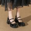 French Mary Jane Shoes Women's Spring and Summer New Shallow Mouth One-word Buckle Strap Beautiful High Heels Platform Small Leather Shoes