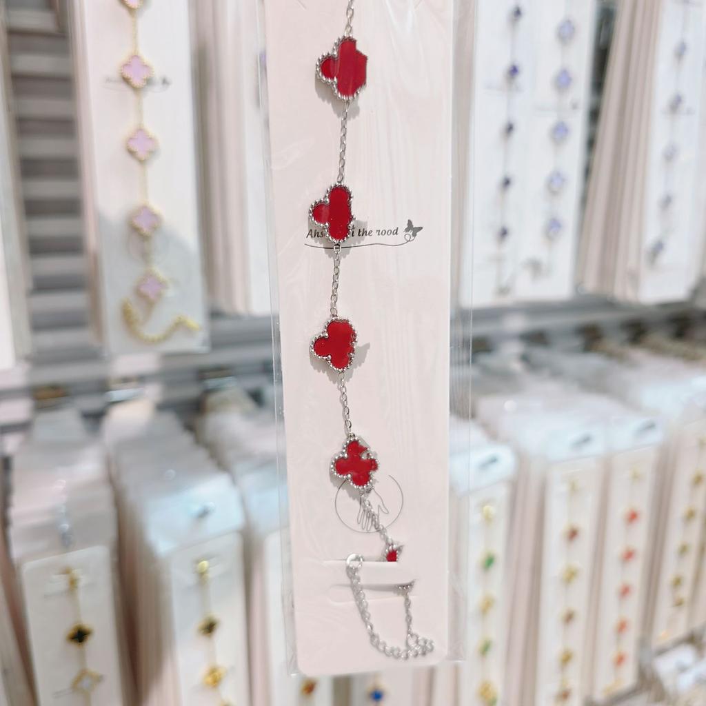 Двусторонний браслет «Пятицветник», «Четырехлистный клевер», титановая сталь, не выцветает, легкая роскошь, ювелирное изделие высокого класса