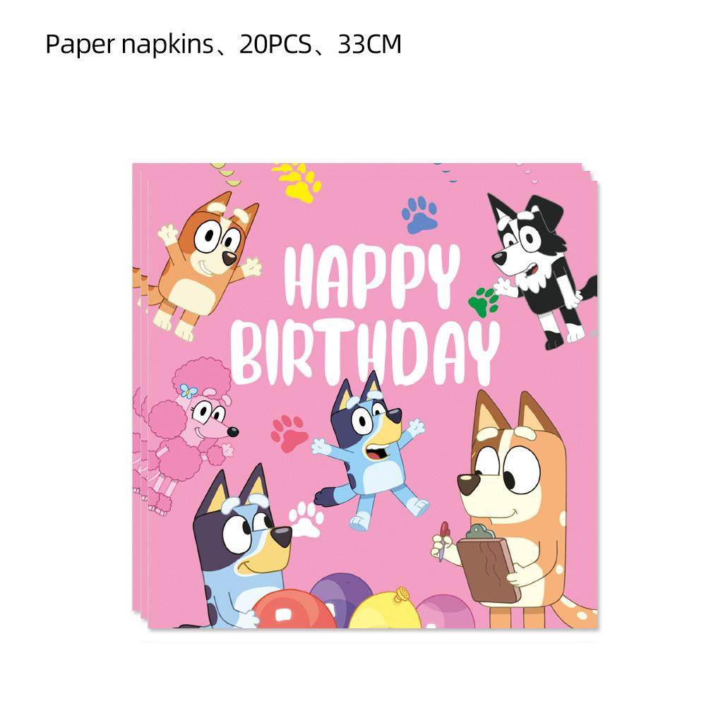 Pink Bluey Birthday Party Decoration Bingo Puppy Tableware Set Cup Plate Straws Balloons For Kids Favor Gifts Photo Booth Props