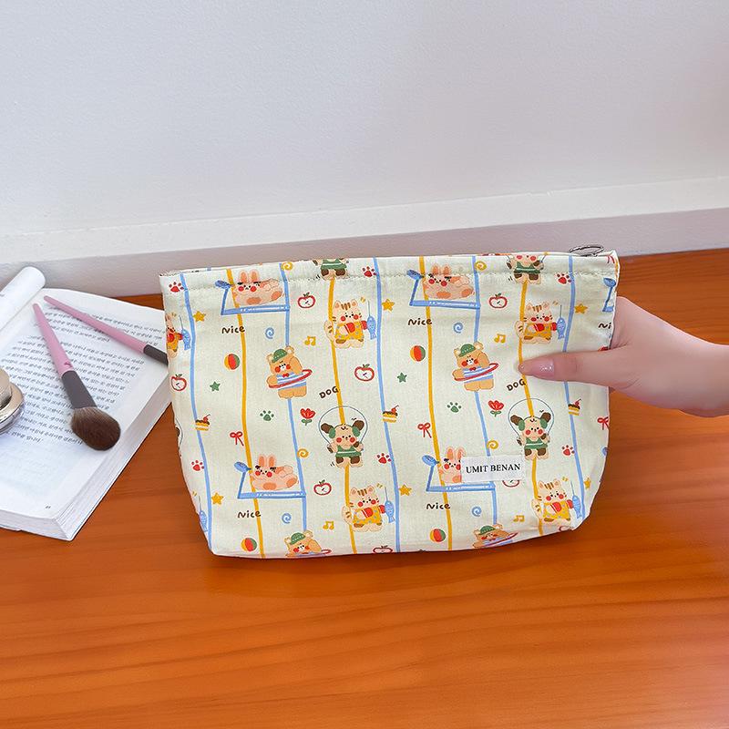 Ретро Милая Косметичка: Мультяшный мини-кошелек для монет, чехол из чистого хлопка для наушников и помады - Портативное хранилище для мелких предметов