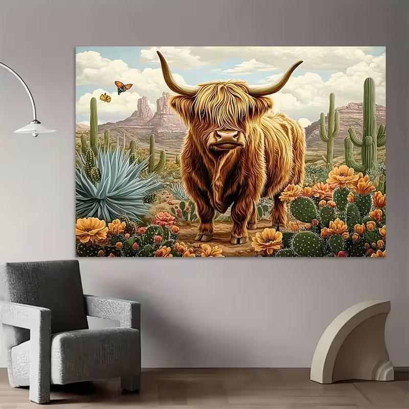 2D Flat Printing Cactus Floral Desert Backdrop for Country and Western Photoshoot
