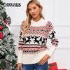 Зимний женский рождественский свитер пуловер рождественский свитер больших размеров