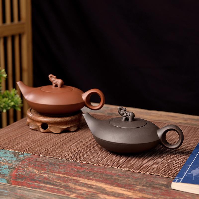 Большой чайник из фиолетовой глины ручной работы, набор для чая кунг-фу, чайник-фильтр для заваривания чая Чжу Ни, чайник «Слон»