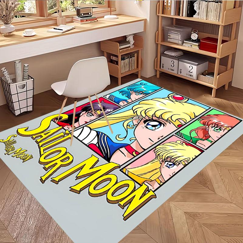 Sailor Moon Print Rug, Washable Floor Carpet, For Entryway Dorm Laundry Room Office Study, Home Decor Birthday Christmas Gift