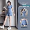 Women's Summer 2025 Slim Fit Ice Silk Sportswear Set: Quick-Dry Top & Fitness Shorts