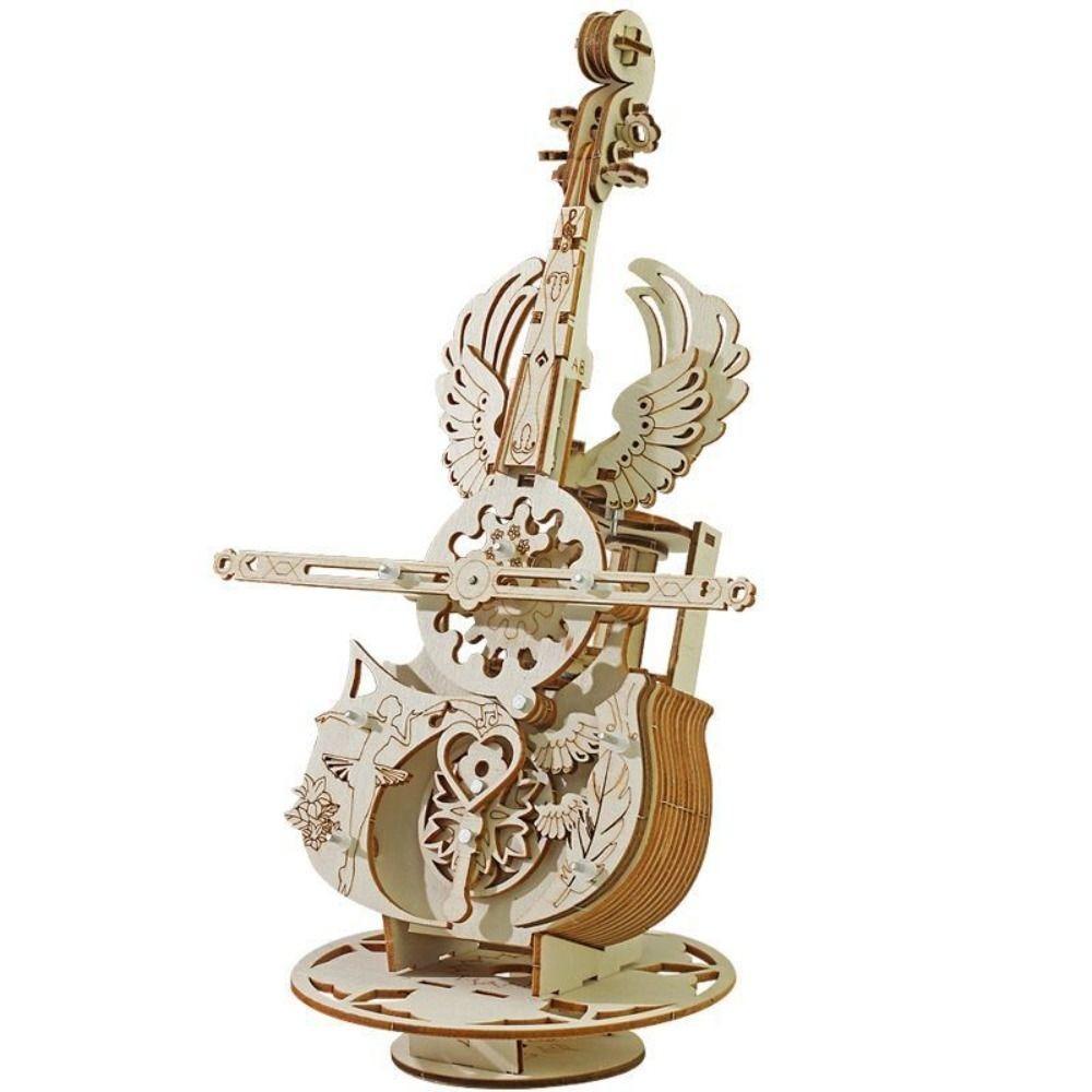 DIY Design Wooden Cello Model Wooden Material DIY Assembly For Kids 3D Puzzle Crafts Gift