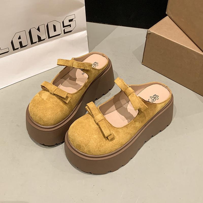 Сумка с толстой подошвой, полутапочки, женская верхняя одежда 2025 весна новый универсальный маффин, ленивый человек увеличивает рост