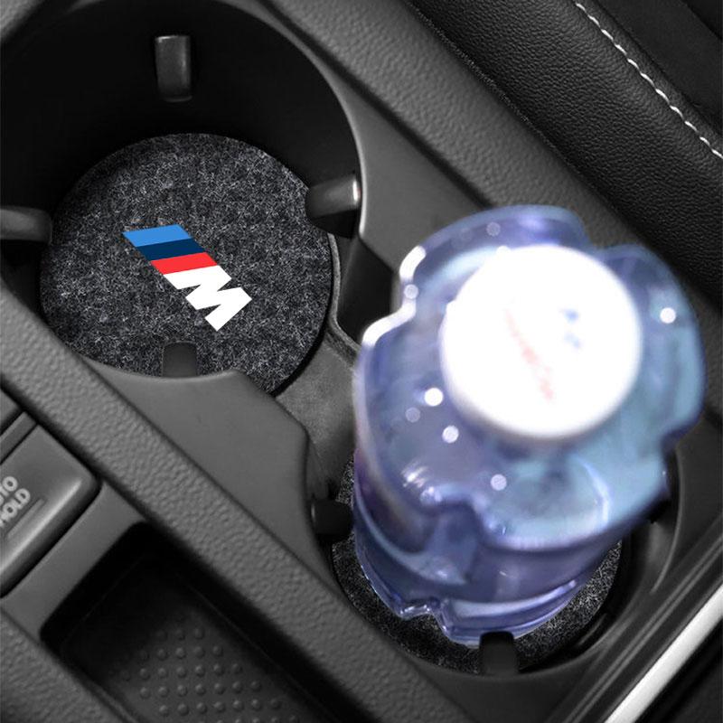For BMW X1 Non-slip Felt Mat Car Water Cup Pad Bottle Holder Coaster For BMW x5 e70 e91 f11 f30 f31 f10 x3 f25 e83 e30 M Power Accessories