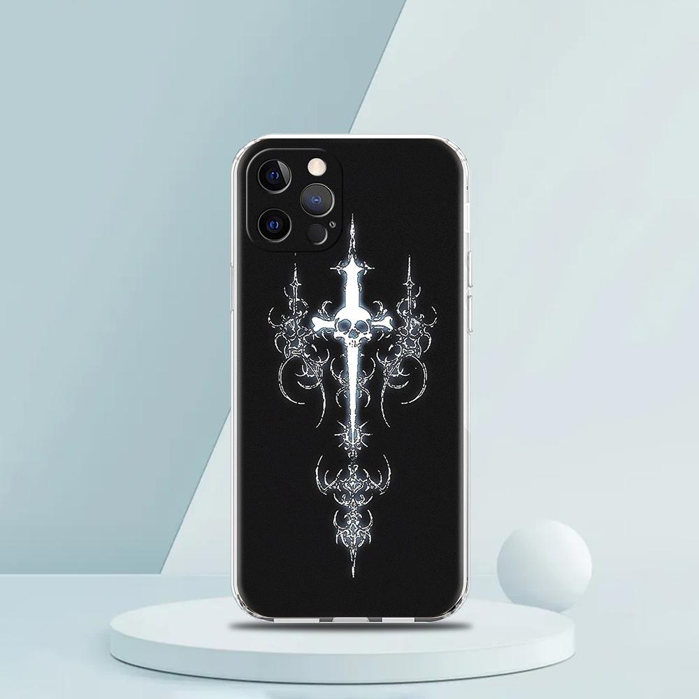 Мягкий прозрачный чехол-бампер из ТПУ для iPhone 16 15 14 13 12 11 Pro Max XR 8 7 Plus XR Оболочка Кибер-сигил Узор из перекрещивающихся линий