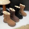 [Fanfna] Thick-soled Snow Boots Women's 2025 New Winter Retro Martin Boots Piled and Thickened Thermal Cotton Boots