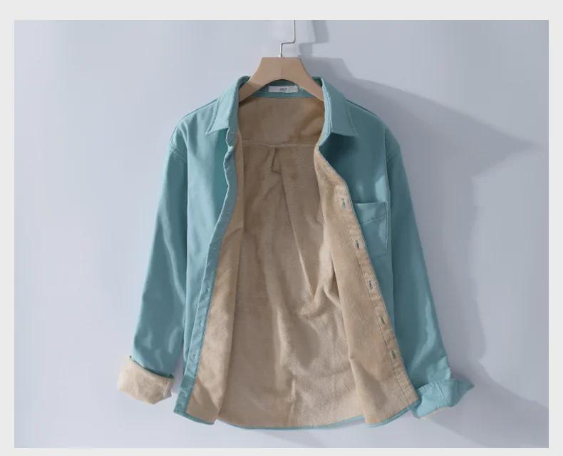 Men's Warm Long-Sleeve Velvet Shirt for Autumn and Winter (Style 9307)