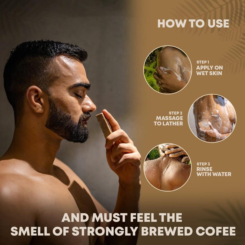 Полностью натуральное твердое мыло ручной работы Matural для мужчин, крепко заваренный кофе с пользой кофе, ванилью и сливочным кокосом - 120 г