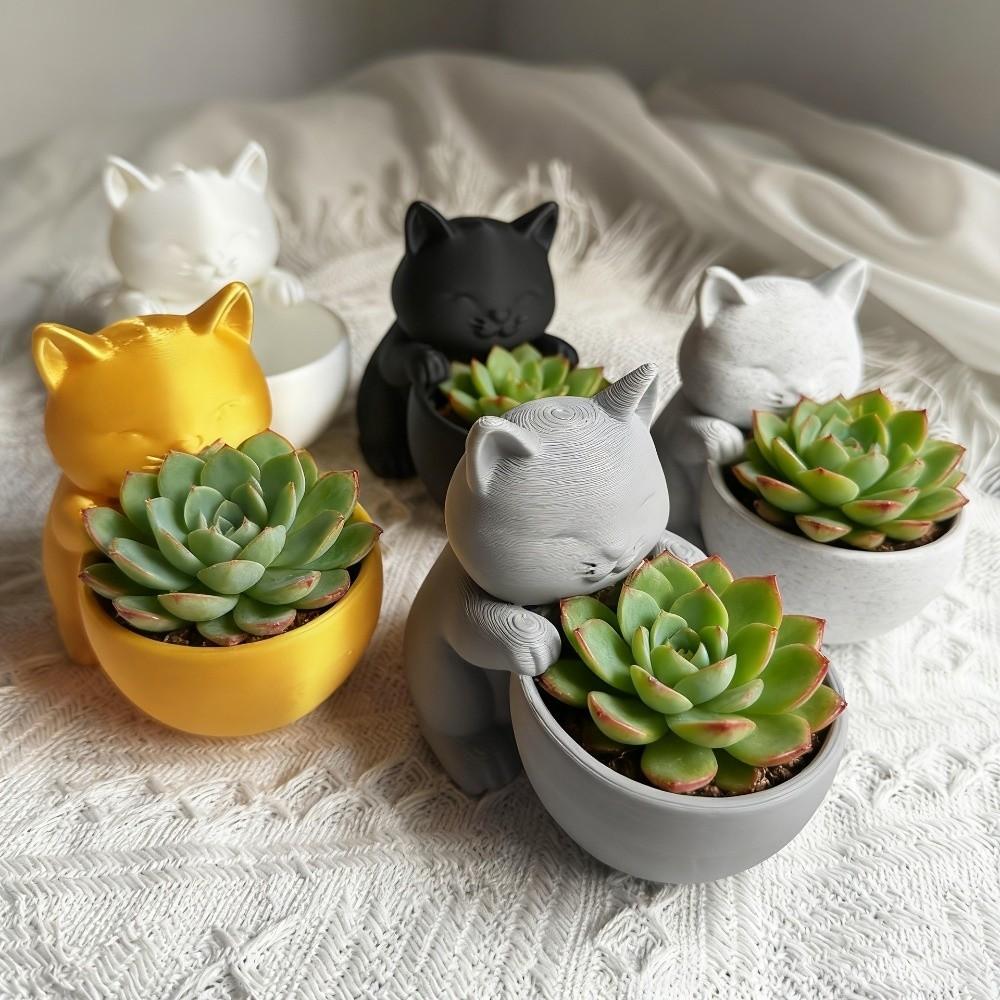 Garden Decor Cat-Shaped Planter Pot Ornaments Cacti Plant Pot Cute Succulents Pot Desk